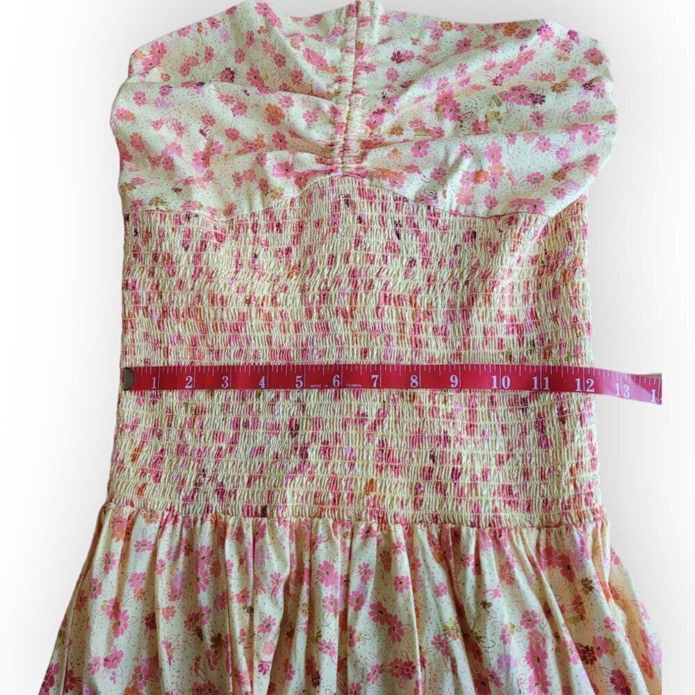 Koko + Mason Yellow Floral Smocked Maxi Dress Tiered Cotton Summer Nordstrom S - Picture 6 of 7